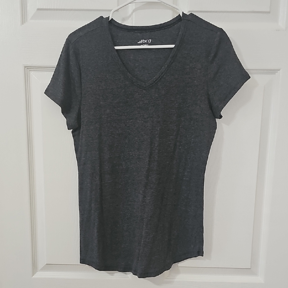 BCG Dark Gray V-Neck Short Sleeve Tee For Women